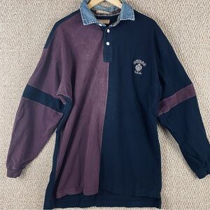 Vintage Guess Rugby Shirt Mens XXL Denim Collar Velour Velvet Y2K 90s Retro E82